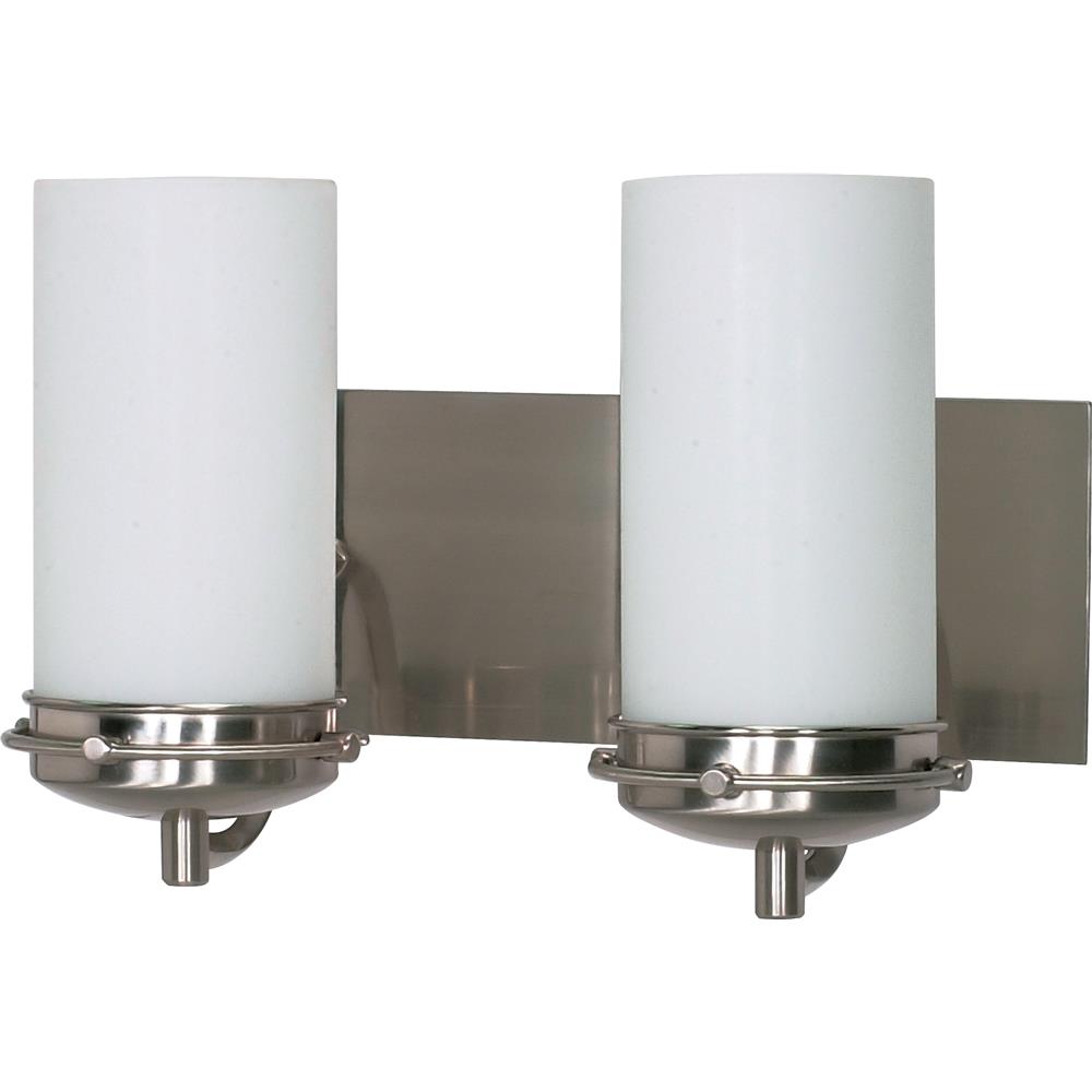 Nuvo Lighting 60/612  Polaris - 2 Light - 14" - Vanity with Satin Frosted Glass Shades in Brushed Nickel Finish
